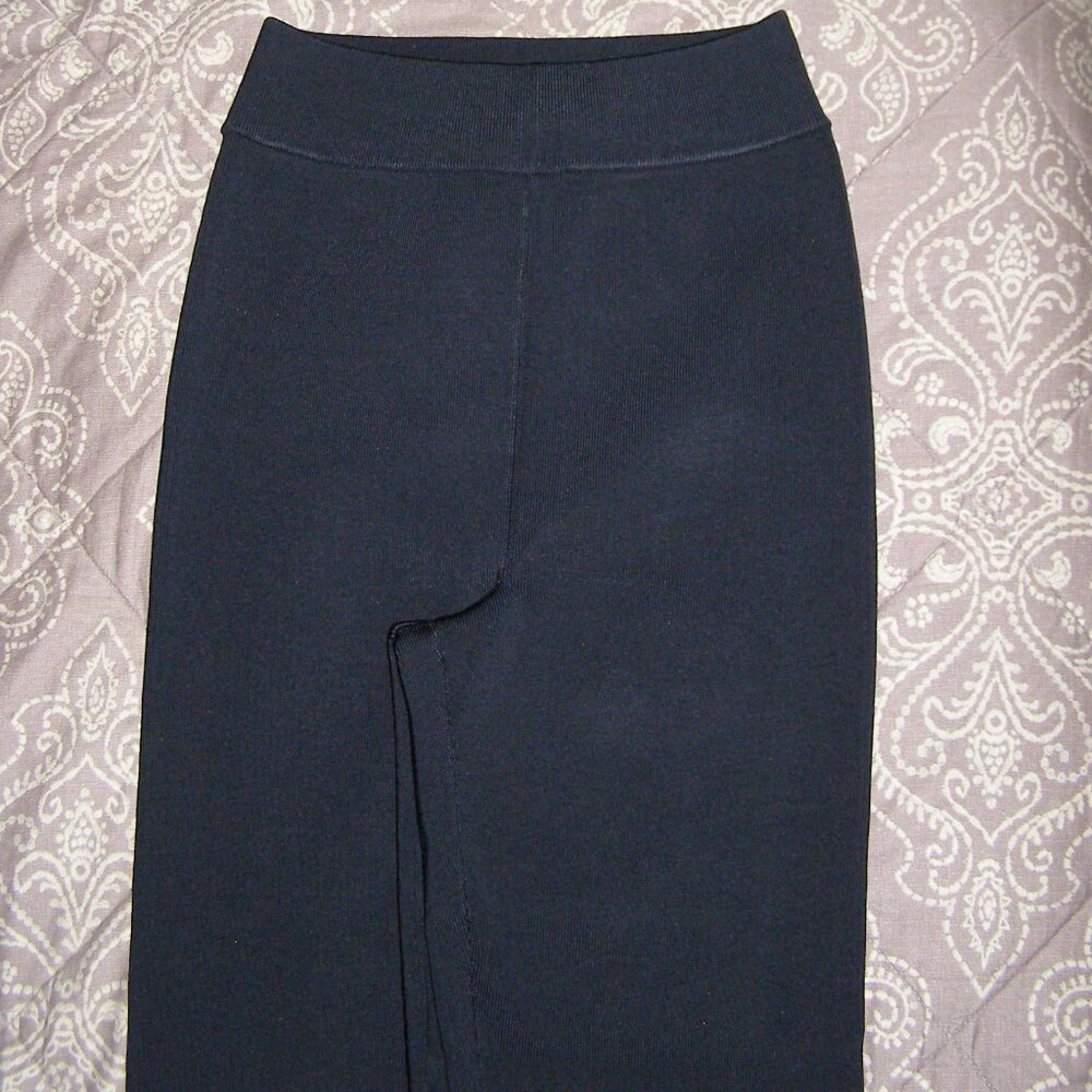 NEW size L Victoria Beckham Ribbed Leggings NAVY BLUE Color - Picture 4 of 16